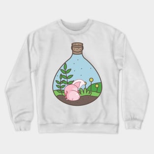 Cute Sleeping Axolotl In Terrarium Crewneck Sweatshirt